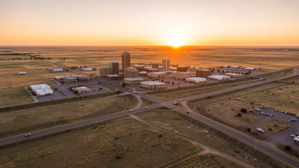 Aerial view of Amarillo, TX showing the local landscape and terrain relevant to aerial imaging operations