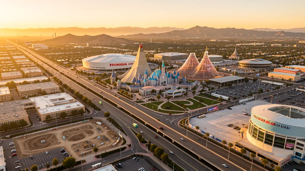 Aerial view of Anaheim, CA showing the local landscape and terrain relevant to aerial imaging operations