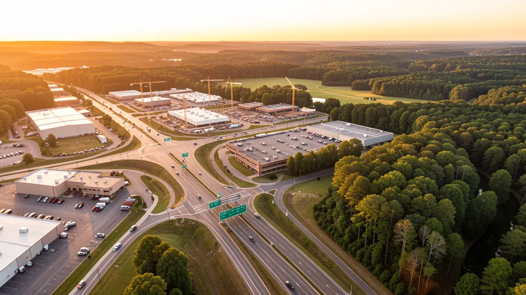 Aerial view of Asheboro, NC showing the local landscape and terrain relevant to aerial imaging operations