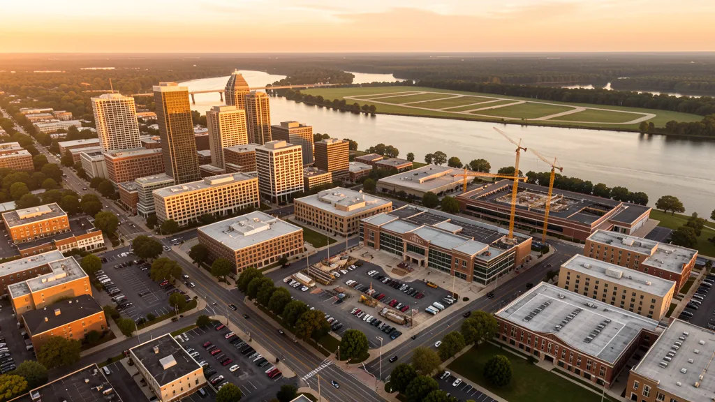 Aerial view of Augusta, GA showing the local landscape and terrain relevant to aerial imaging operations
