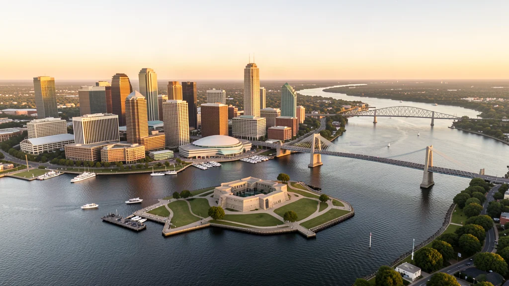 Aerial view of Baltimore, MD showing the local landscape and terrain relevant to aerial imaging operations