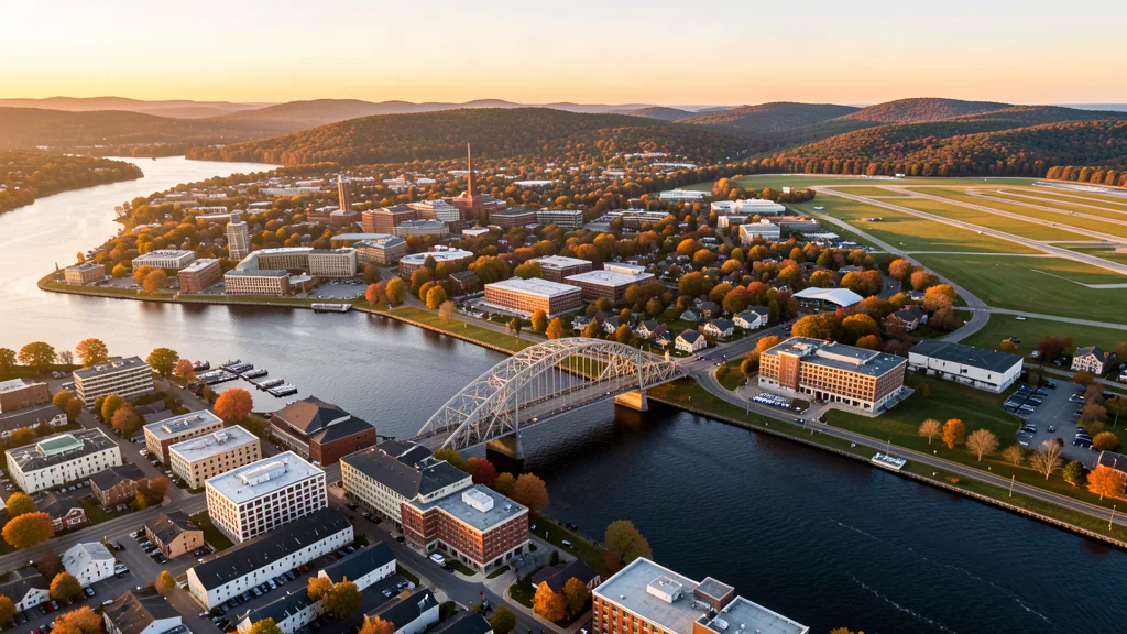 Aerial view of Bangor, ME showing the local landscape and terrain relevant to aerial imaging operations