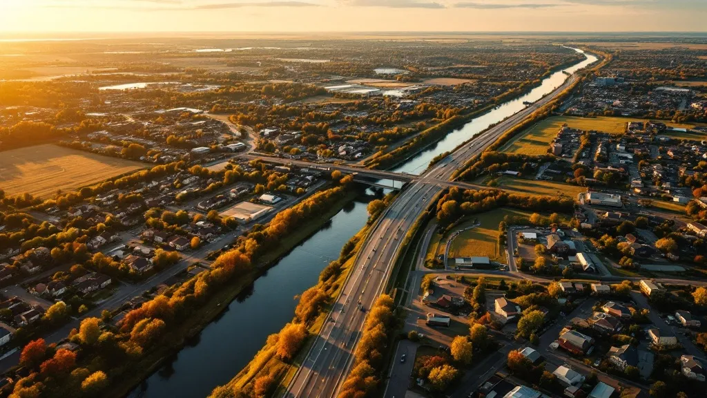 Aerial view of Brooklyn Park, MN showing the local landscape and terrain relevant to aerial imaging operations