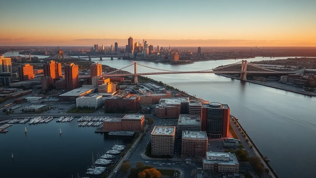 Aerial view of Camden, NJ showing the local landscape and terrain relevant to aerial imaging operations