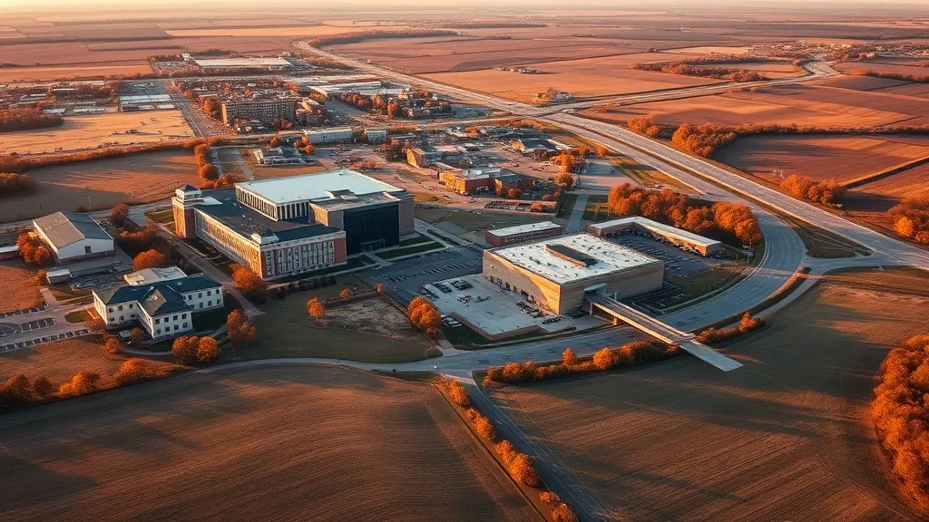 Aerial view of Charleston, IL showing the local landscape and terrain relevant to aerial imaging operations