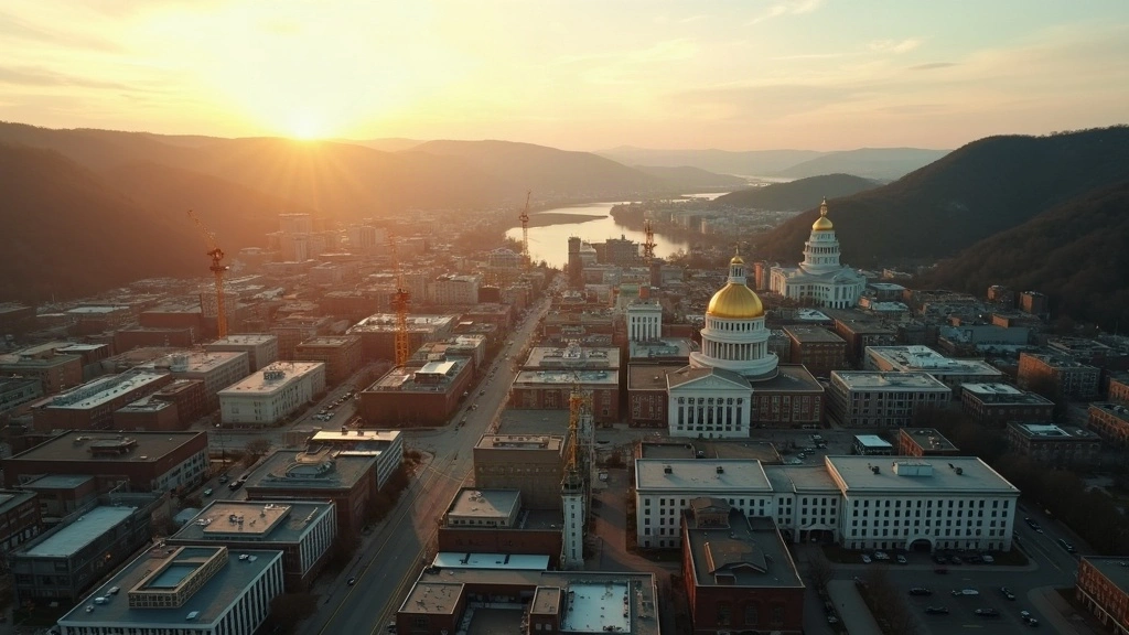 Aerial view of Charleston, WV showing the local landscape and terrain relevant to aerial imaging operations