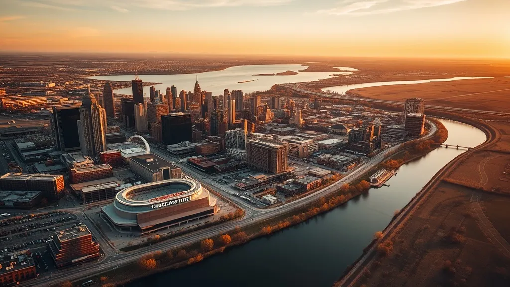 Aerial view of Cleveland, OH showing the local landscape and terrain relevant to aerial imaging operations