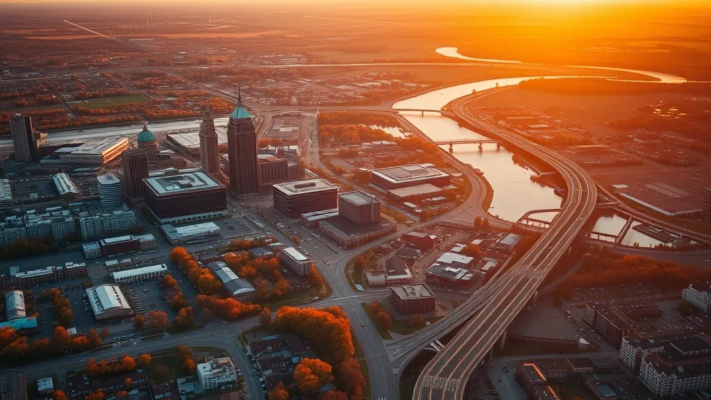 Aerial view of Columbus, OH showing the local landscape and terrain relevant to aerial imaging operations