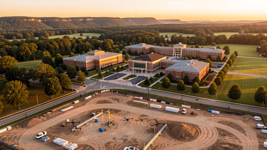 Aerial view of Cookeville, TN showing the local landscape and terrain relevant to aerial imaging operations