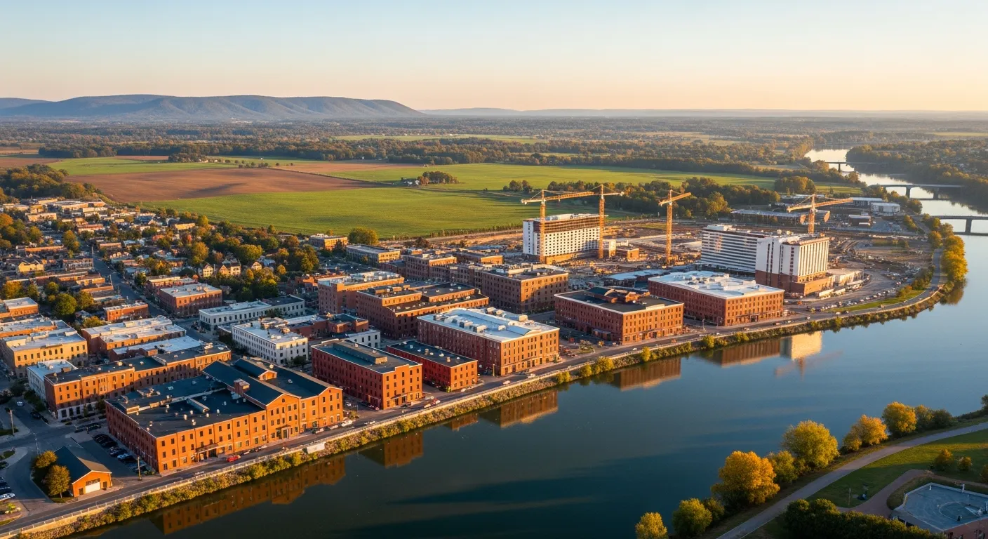Aerial view of Danville, VA showing the local landscape and terrain relevant to aerial imaging operations