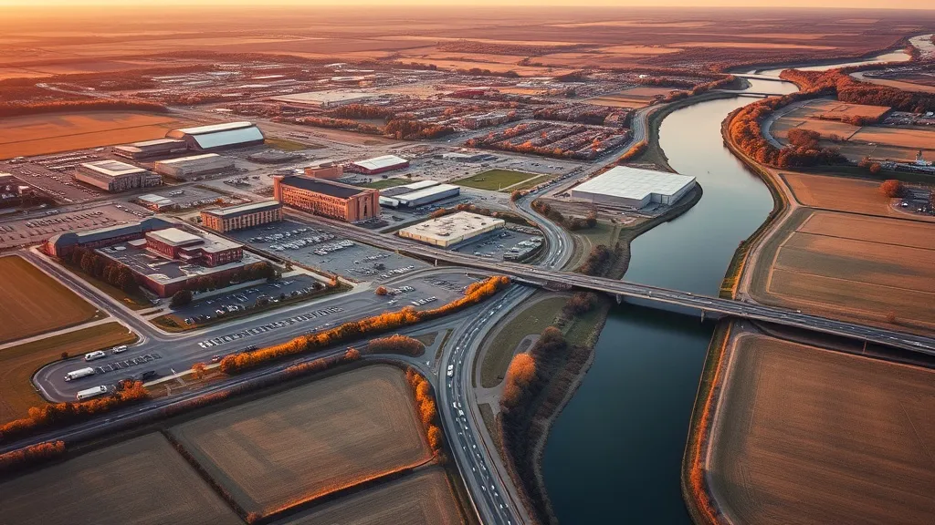 Aerial view of DeKalb, IL showing the local landscape and terrain relevant to aerial imaging operations