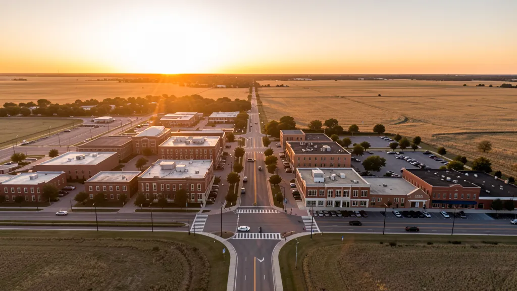 Aerial view of Denton, TX showing the local landscape and terrain relevant to aerial imaging operations