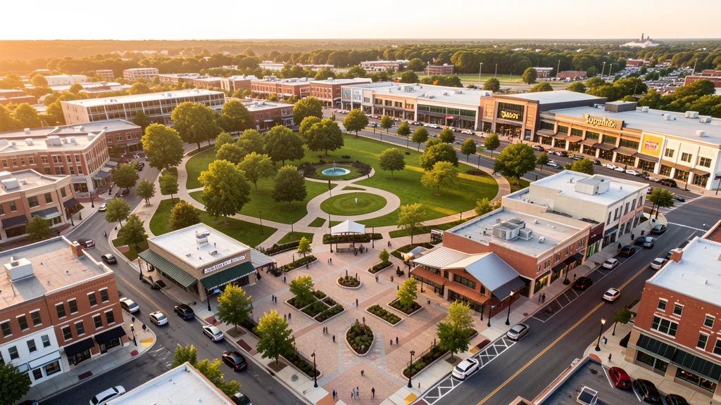 Aerial view of Duluth, GA showing the local landscape and terrain relevant to aerial imaging operations