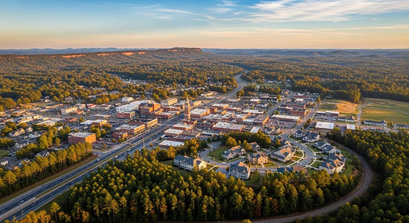 Aerial view of Easley, SC showing the local landscape and terrain relevant to aerial imaging operations