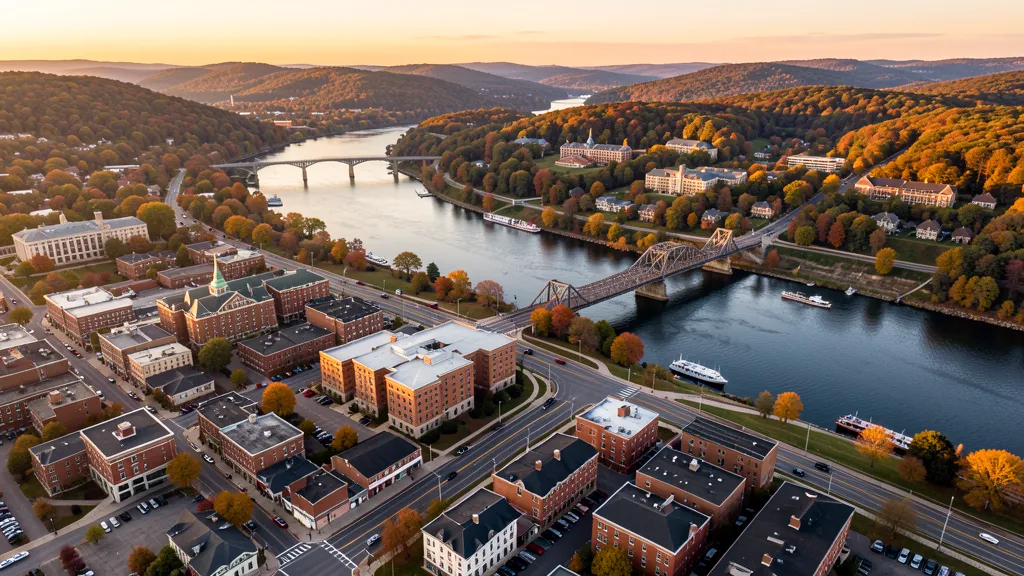 Aerial view of Easton, PA showing the local landscape and terrain relevant to aerial imaging operations