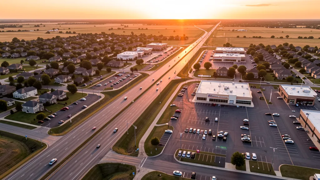 Aerial view of Edmond, OK showing the local landscape and terrain relevant to aerial imaging operations