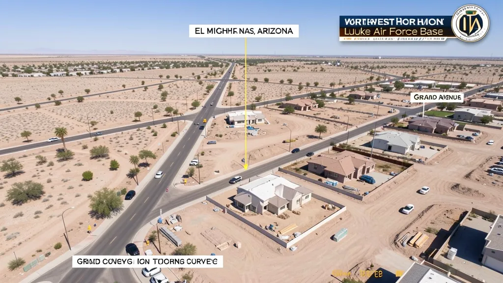 aerial imaging in progress at a construction site in El Mirage, AZ with local terrain visible