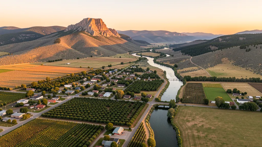 Aerial view of Emmett, ID showing the local landscape and terrain relevant to aerial imaging operations