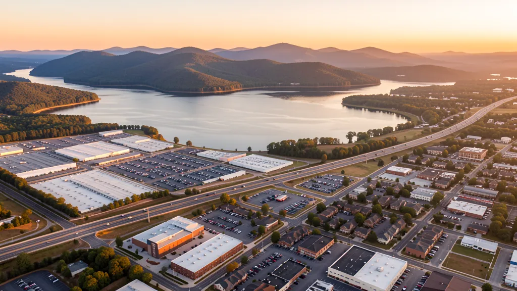 Aerial view of Gainesville, GA showing the local landscape and terrain relevant to aerial imaging operations