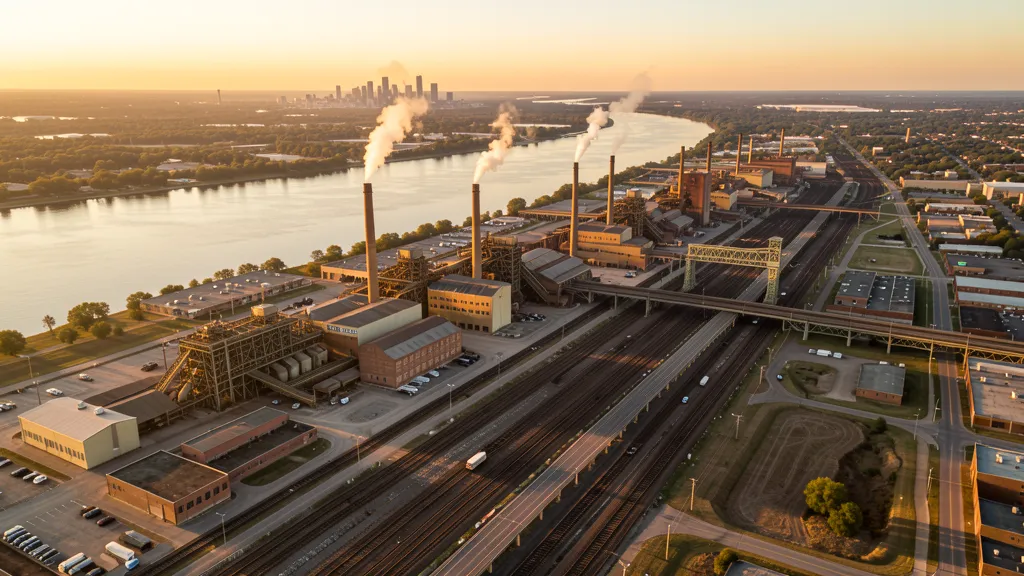 Aerial view of Granite City, IL showing the local landscape and terrain relevant to aerial imaging operations