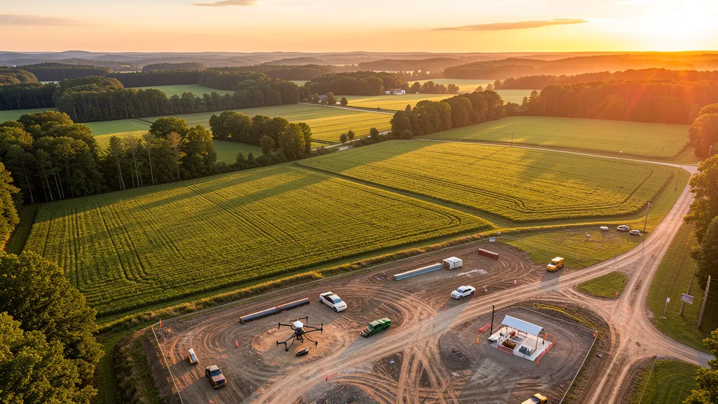 Aerial view of Greenbrier, TN showing the local landscape and terrain relevant to aerial imaging operations