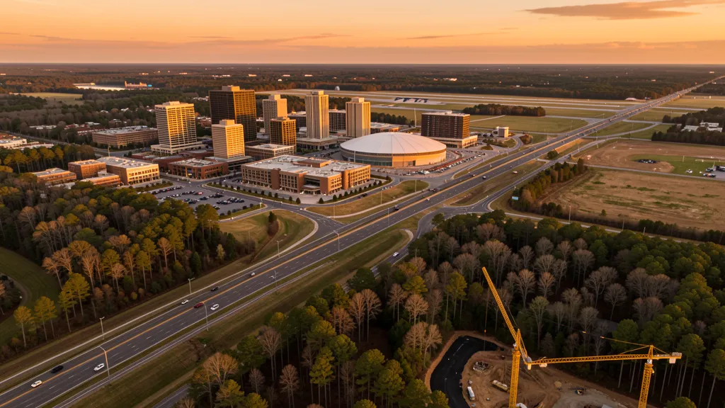 Aerial view of Greensboro, NC showing the local landscape and terrain relevant to aerial imaging operations