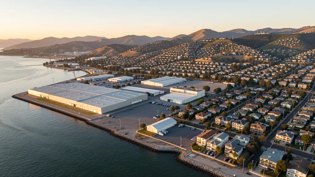 Aerial view of Hayward, CA showing the local landscape and terrain relevant to aerial imaging operations