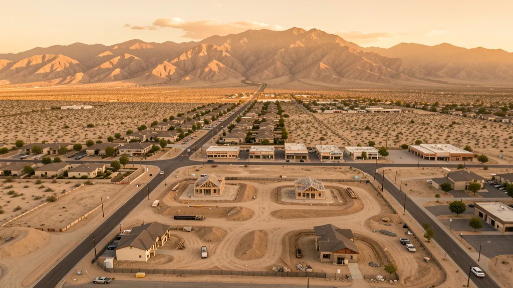 Aerial view of Hesperia, CA showing the local landscape and terrain relevant to aerial imaging operations