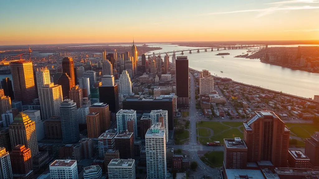 Aerial view of Jersey City, NJ showing the local landscape and terrain relevant to aerial imaging operations