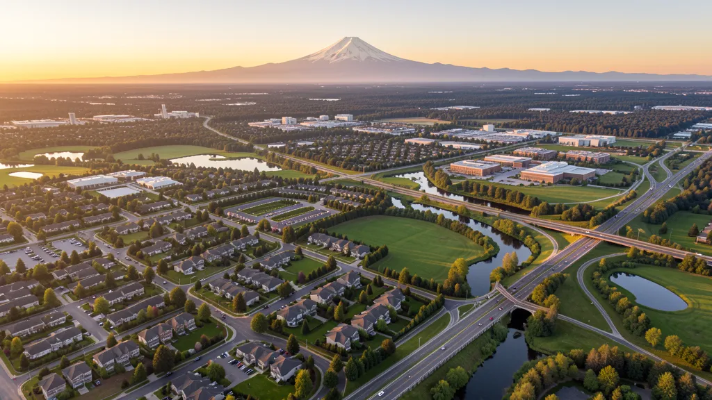 Aerial view of Lacey, WA showing the local landscape and terrain relevant to aerial imaging operations