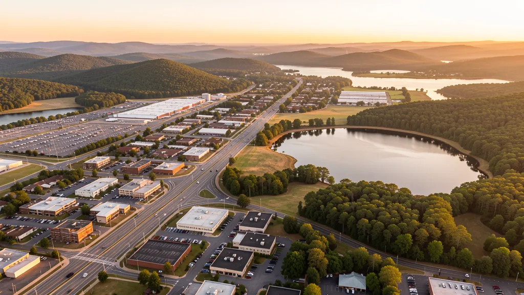 Aerial view of LaGrange, GA showing the local landscape and terrain relevant to aerial imaging operations