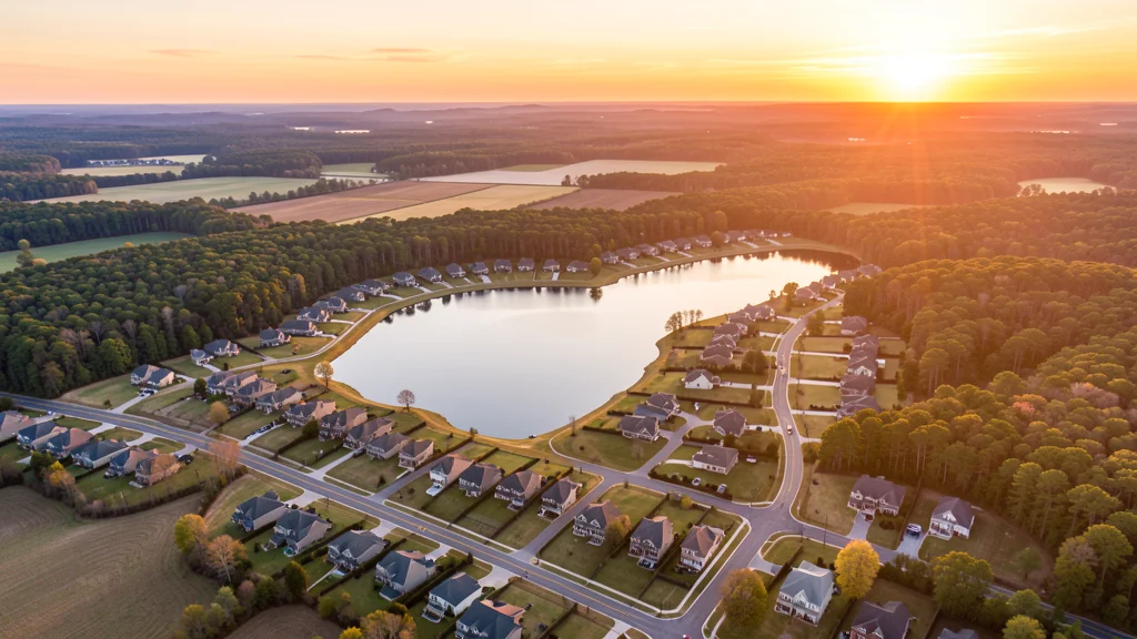 Aerial view of Lakeland, TN showing the local landscape and terrain relevant to aerial imaging operations