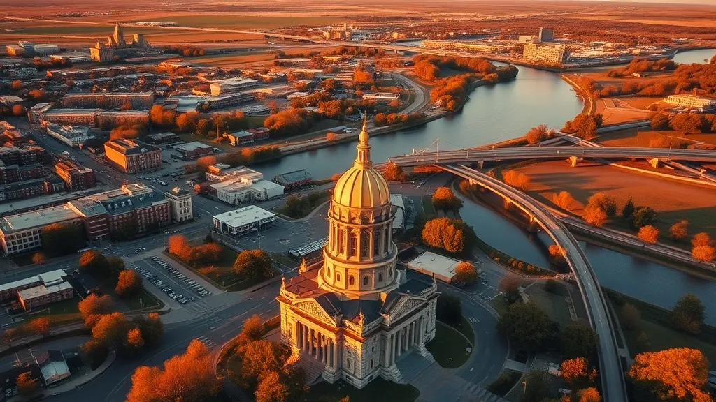 Aerial view of Lansing, MI showing the local landscape and terrain relevant to aerial imaging operations