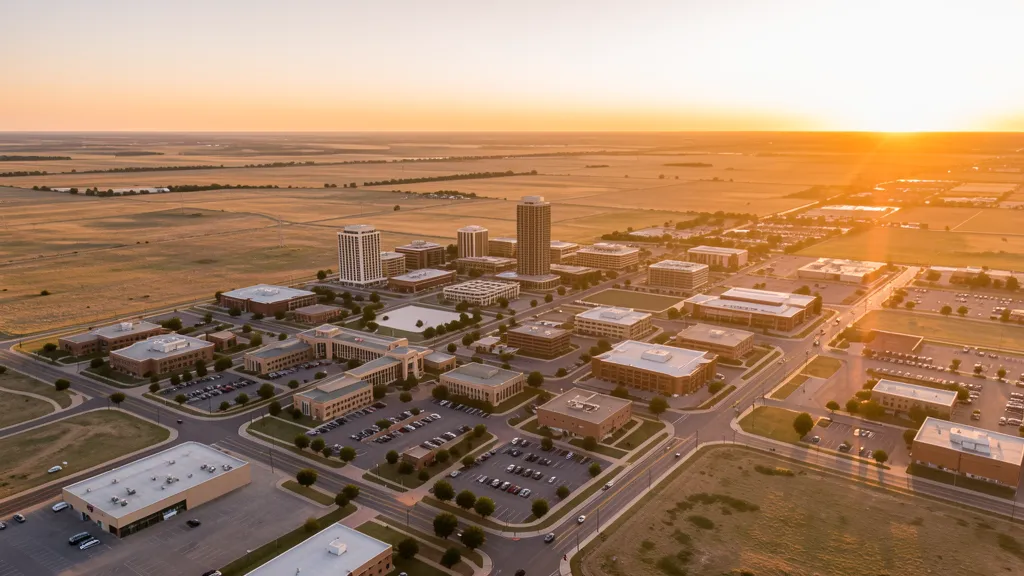 Aerial view of Lubbock, TX showing the local landscape and terrain relevant to aerial imaging operations