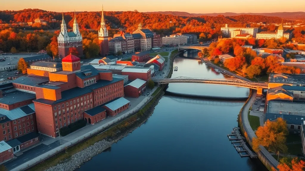 Aerial view of Manchester, NH showing the local landscape and terrain relevant to aerial imaging operations