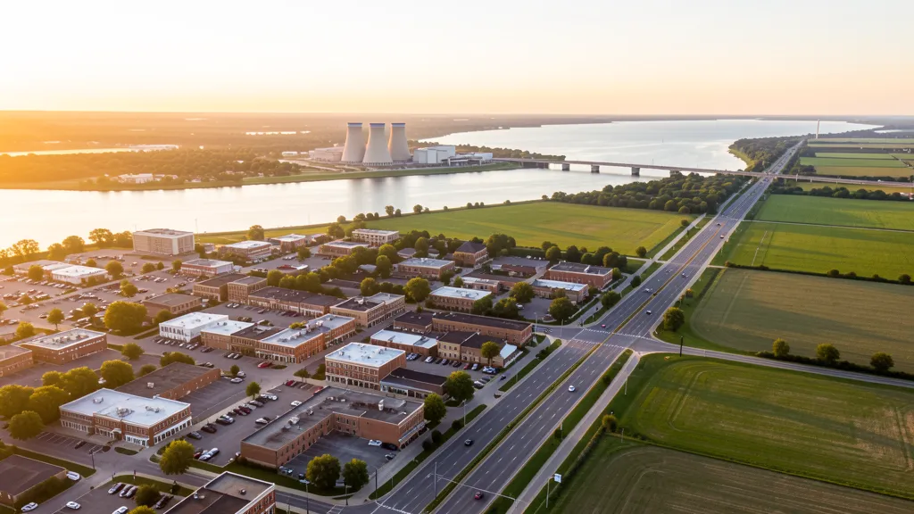 Aerial view of Monroe, MI showing the local landscape and terrain relevant to aerial imaging operations