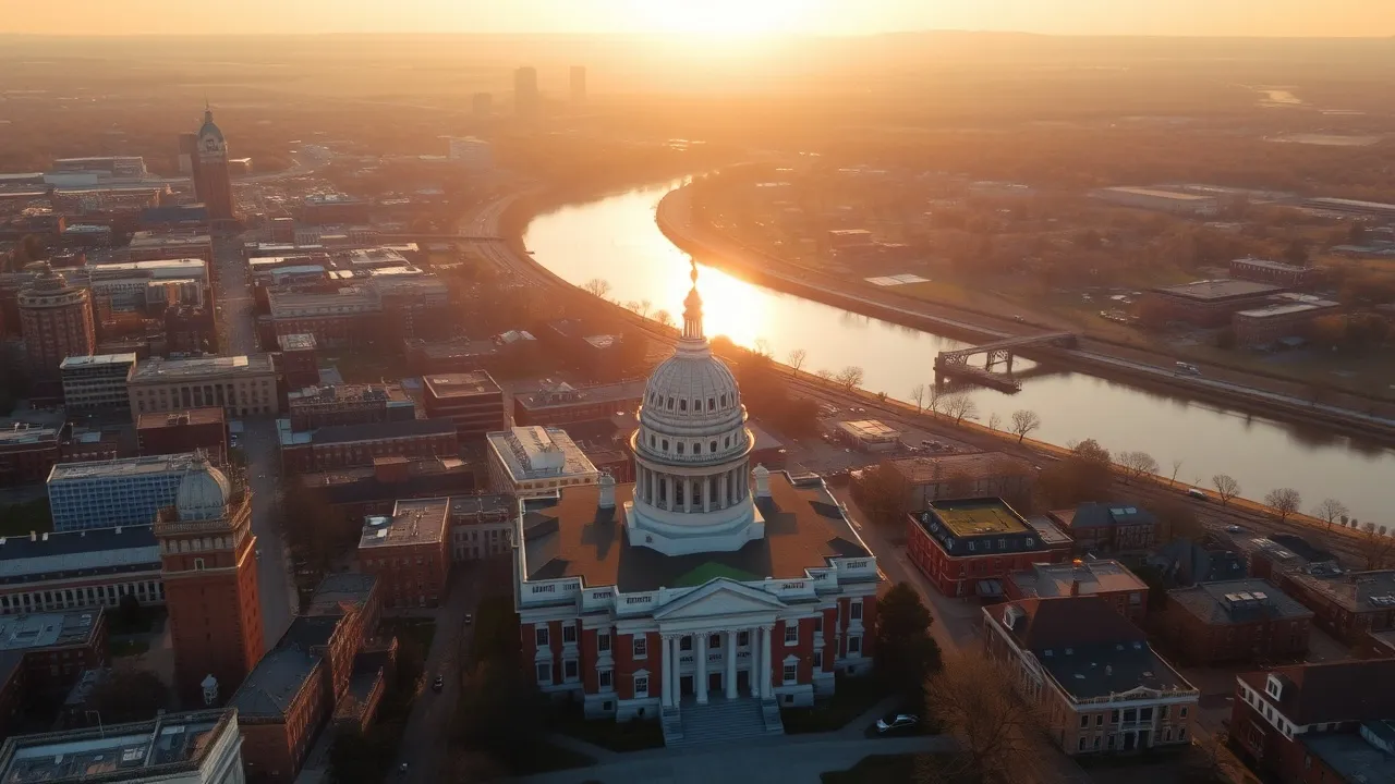 Aerial view of Montgomery, AL showing the local landscape and terrain relevant to aerial imaging operations