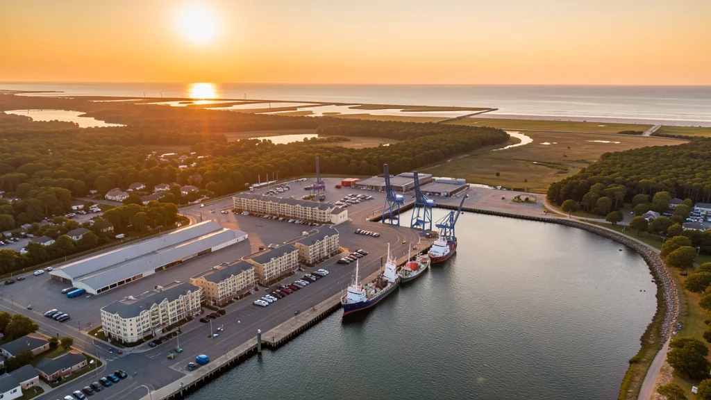 Aerial view of Morehead City, NC showing the local landscape and terrain relevant to aerial imaging operations