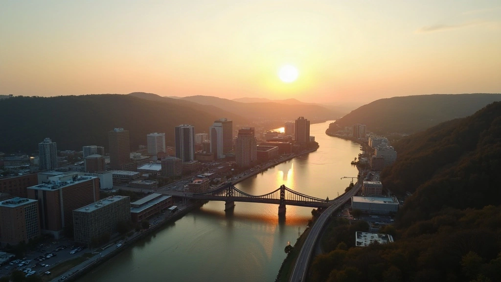 Aerial view of Morgantown, WV showing the local landscape and terrain relevant to aerial imaging operations