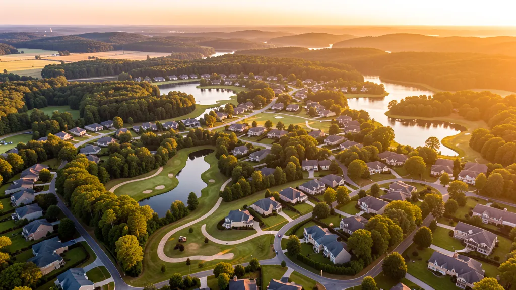 Aerial view of Peachtree City, GA showing the local landscape and terrain relevant to aerial imaging operations