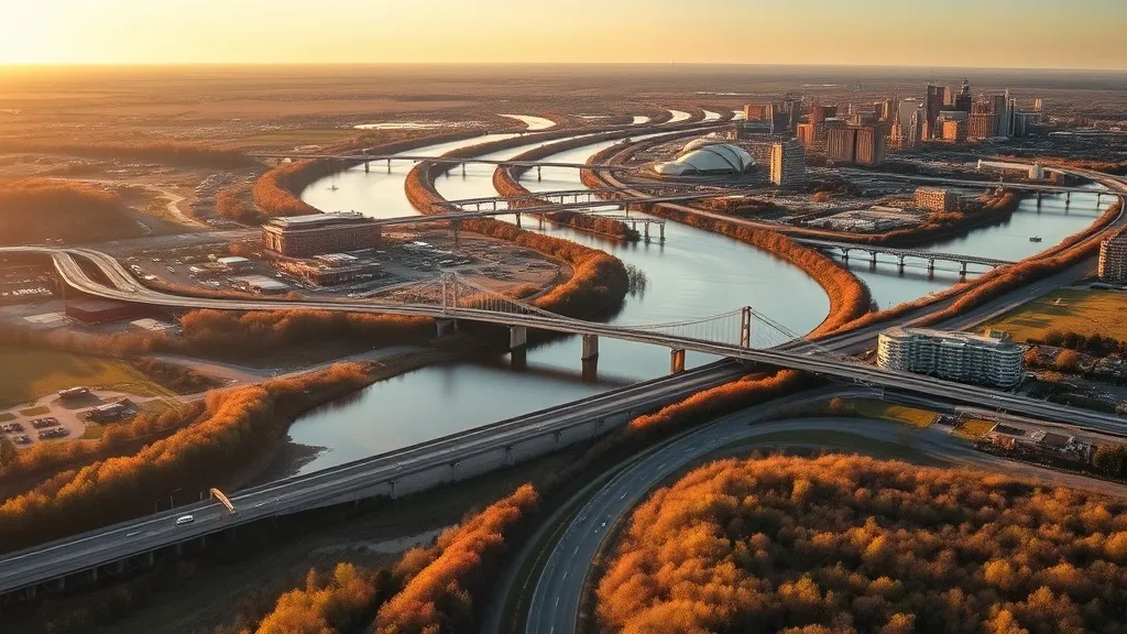 Aerial view of Peoria, IL showing the local landscape and terrain relevant to aerial imaging operations