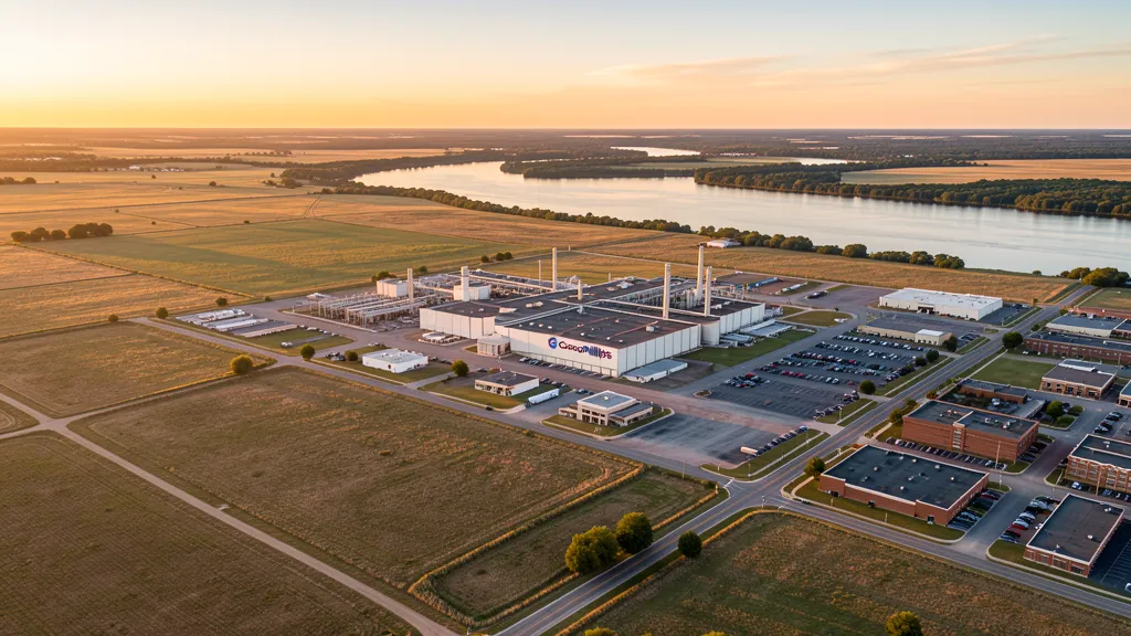 Aerial view of Ponca City, OK showing the local landscape and terrain relevant to aerial imaging operations