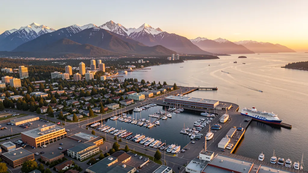 Aerial view of Port Angeles, WA showing the local landscape and terrain relevant to aerial imaging operations