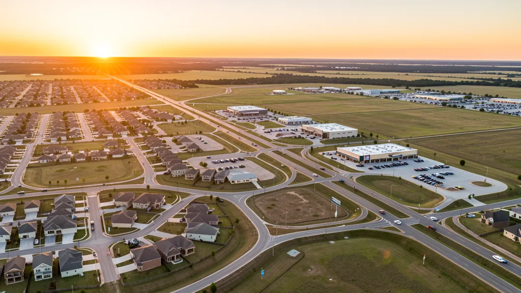 Aerial view of Prosper, TX showing the local landscape and terrain relevant to aerial imaging operations