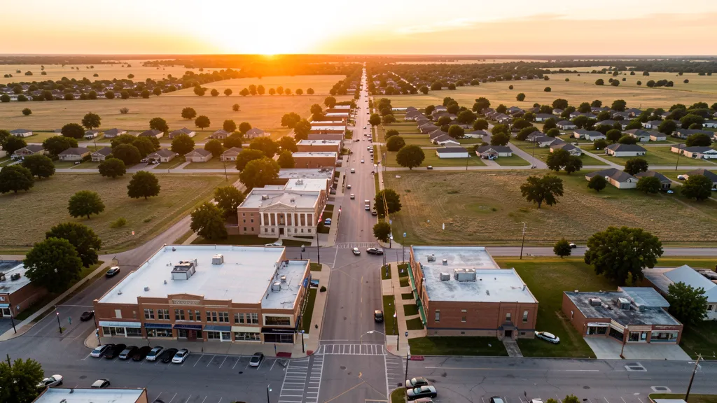 Aerial view of Purcell, OK showing the local landscape and terrain relevant to aerial imaging operations