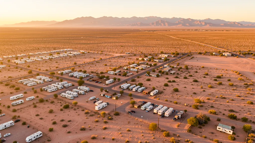 Aerial view of Quartzsite, AZ showing the local landscape and terrain relevant to aerial imaging operations