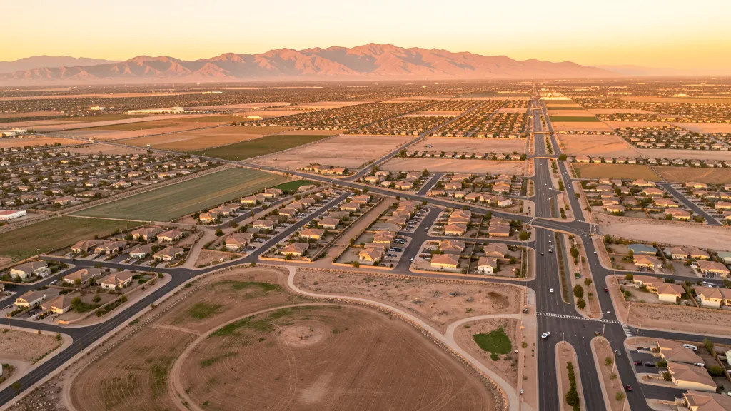 Aerial view of Queen Creek, AZ showing the local landscape and terrain relevant to aerial imaging operations