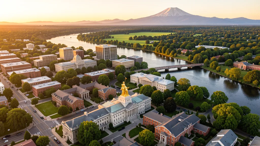 Aerial view of Salem, OR showing the local landscape and terrain relevant to aerial imaging operations