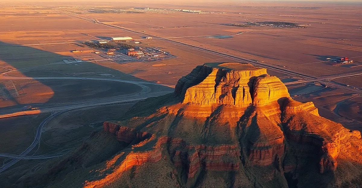 Aerial view of Scottsbluff, NE showing the local landscape and terrain relevant to aerial imaging operations