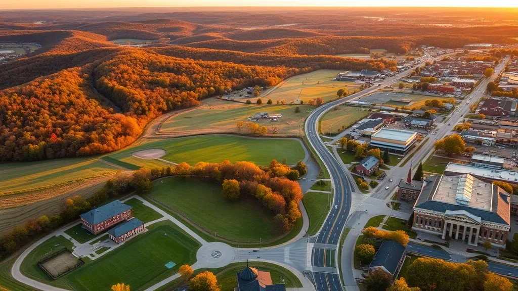Aerial view of Searcy, AR showing the local landscape and terrain relevant to aerial imaging operations